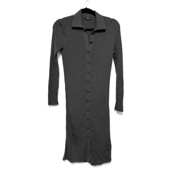 NWOT $1990 AKRIS Long Ribbed Cardigan Sweater - Collared Dress Virgin Wool - Picture 6 of 11